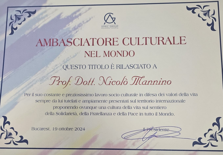 Aldo Alex Caputo conferisce a Nicolò Mannino una nomina di taglio mondiale